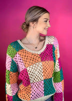 Retro Rainbow Knit Sweater Top