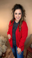 The Willow Waffle Cardigan - Red
