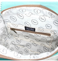 Zunia Leather & Hairon Bag in Turquoise