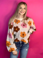 Your Own Way Flower Printer Sweater