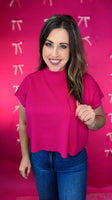 The Color Crush Mock Neck Sweater Top - Hot Pink