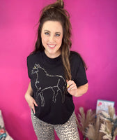 Sequins Horse Top- Black