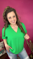 Evergreen V-neck Top