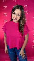 The Color Crush Mock Neck Sweater Top - Hot Pink
