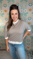 Classic Comfort Stripe Top – Mocha
