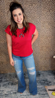 The Everyday Folded Sleeve Top - Ruby