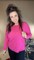 Always In Love Ribbed Sweater- Fuchsia