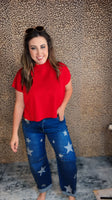 The Color Crush Mock Neck Sweater Top - Ruby
