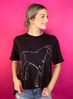 Sequins Horse Top- Black