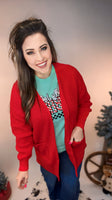 The Willow Waffle Cardigan - Red