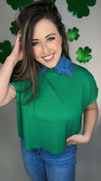 The Color Crush Mock Neck Sweater Top - Kelly Green