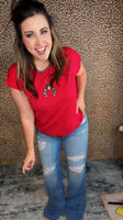 The Everyday Folded Sleeve Top - Ruby