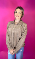 Textured Terry Top-Taupe