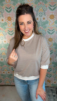 Classic Comfort Stripe Top – Mocha