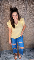 Lemon Breeze Ruffle Sleeve Top