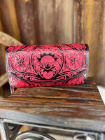 Tambrina Hand-Tooled Wallet in Red