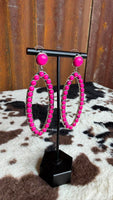 The Hot Pink Desert Stone Oval Earrings