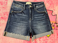 Classic Dark Wash Stretch Denim Shorts