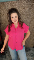 Breezy Days Button-Down Top Fuchsia
