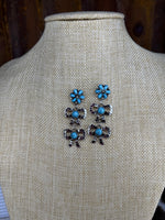 Turquoise Bow Dangle Stud Earrings