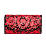 Tambrina Hand-Tooled Wallet in Red