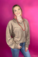 Textured Terry Top-Taupe