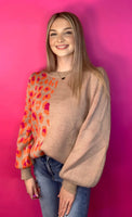 On My Own Leopard Colorblock Sweater