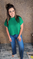 The Color Crush Mock Neck Sweater Top - Kelly Green