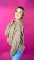 Textured Terry Top-Taupe