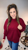 The Sonoma Side Slit Sweater – Cabernet