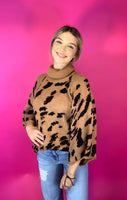 Leopard Knit Pullover Sweater Top