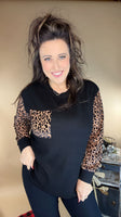 Midnight Dreams Leopard Print Top- Black