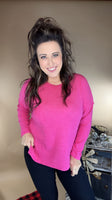 Always In Love Ribbed Sweater- Fuchsia