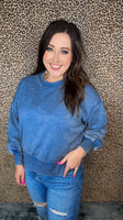 The Washed Away Pullover- Dusty Blue