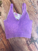 Ribbed Racerback Crop Top- Violet