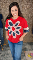 Denim and Lace Daisy Patch Top
