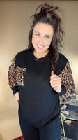 Midnight Dreams Leopard Print Top- Black