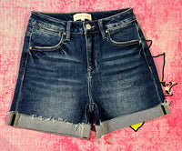 Classic Dark Wash Stretch Denim Shorts