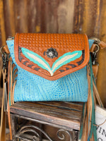Blue Wings Hand Tolled Bag