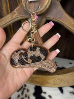 Leopard Rhinestone Cowboy Hat Keychain