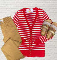 All Over You Button Cardigan- Ruby/Ivory