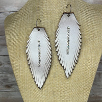 Distressed White Leather Earrings