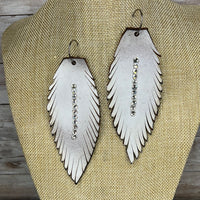 Distressed White Leather Earrings