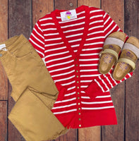 All Over You Button Cardigan- Ruby/Ivory