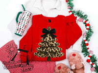 Leopard Christmas Faux Yarn Tree Sweatshirt