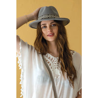 Tan Jazzy Fedora Hats with Tribal hatband