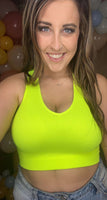 Ribbed Racerback Crop Top- Neon Lime