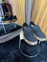 Its A Wrap Black Shoe W/ Leopard Sole