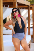 Make A Splash Halter Swimsuit- Black