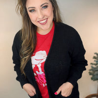 The Willow Waffle Cardigan - Black